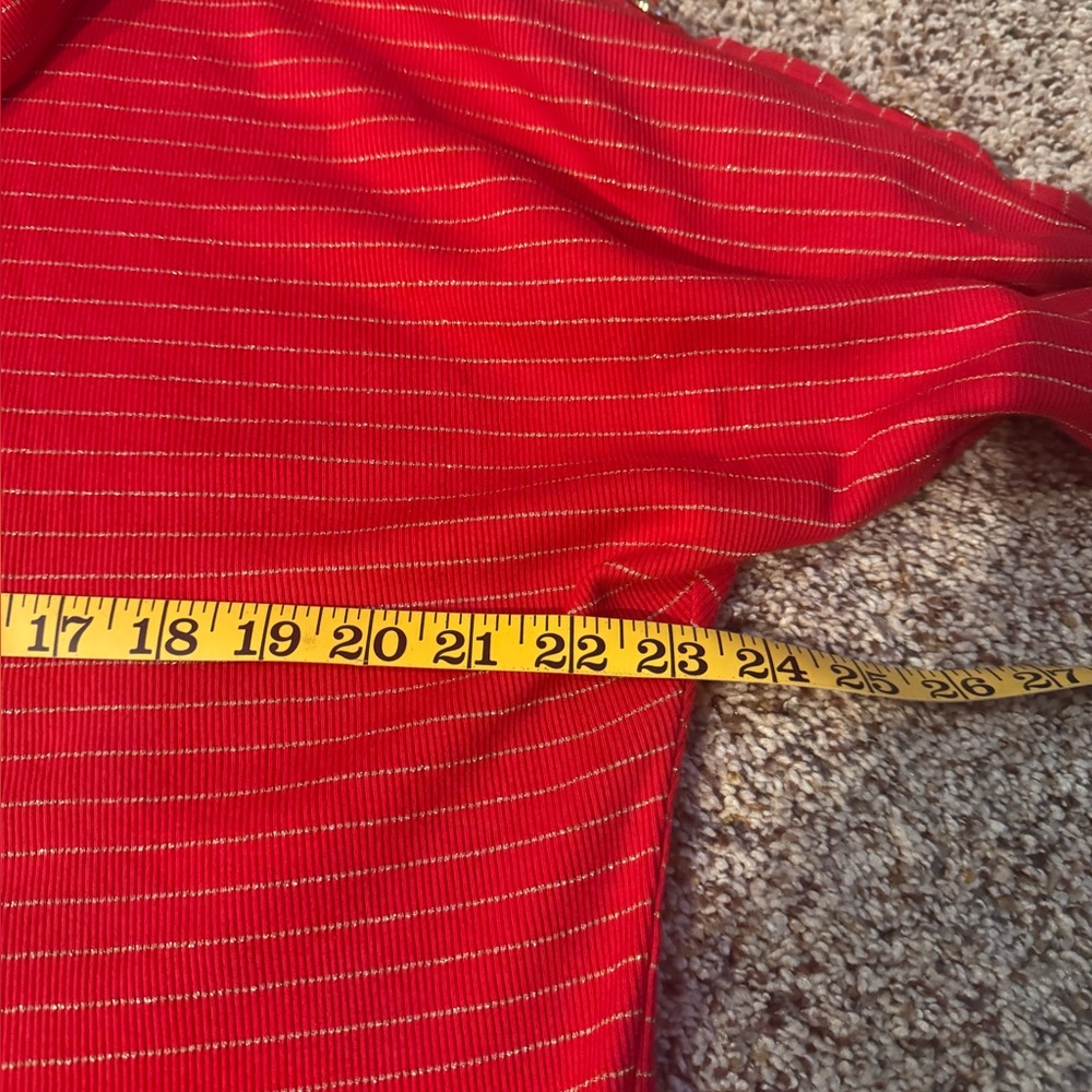 Red Striped Button-Shoulder SweaterSize Large - Picture 4 of 6